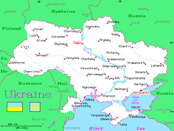 Бердянск на карте Украины